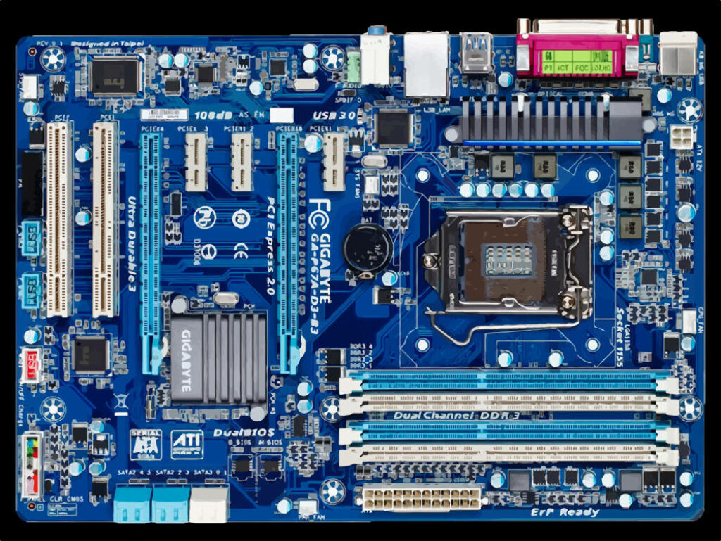 Detailed Gigabyte Dual BIOS Motherboard Wallpaper Background