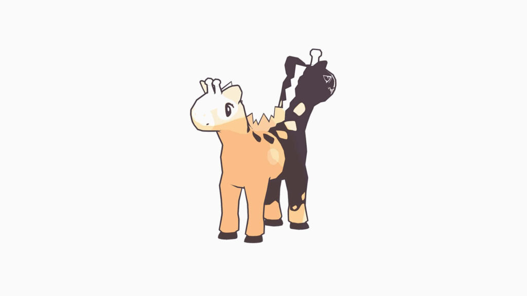 Unique Girafarig Wallpaper: Front & Back Design on White Background