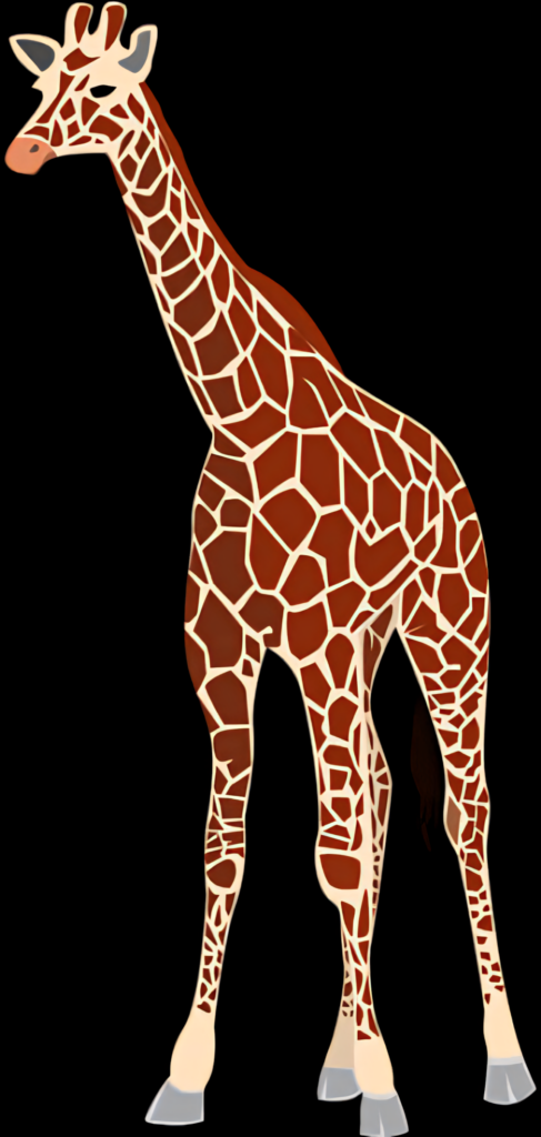 Standing Giraffe Illustration on Transparent Background - Versatile Wallpaper