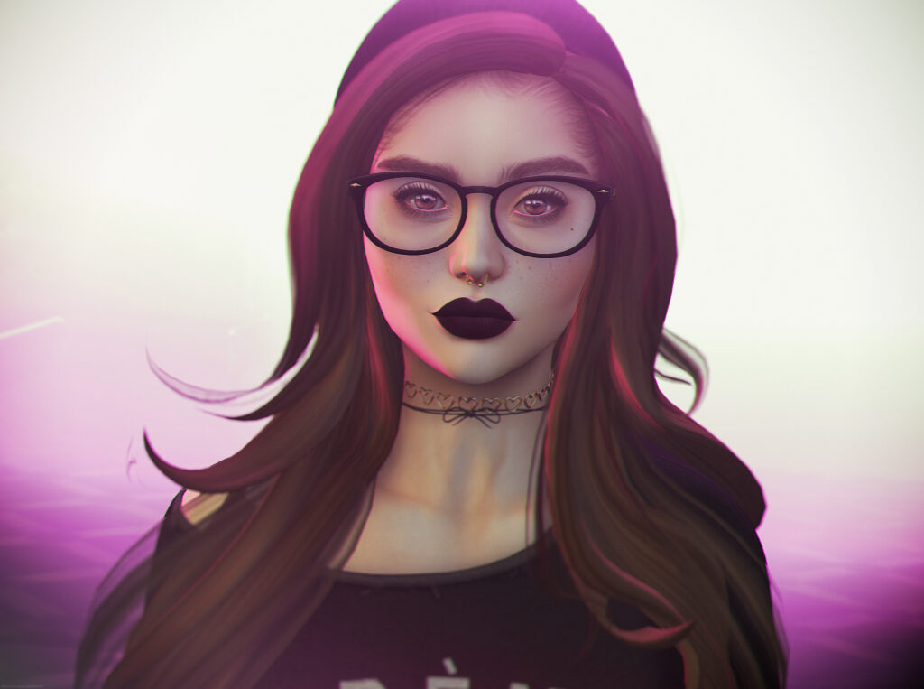 Stunning Digital Art: Girl with Glasses & Nose Piercing - High Res Wallpaper