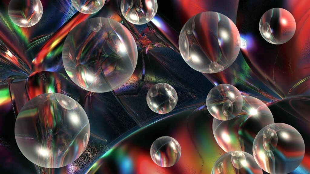 Colorful Abstract Background with Floating Glass-Like Bubbles Wallpaper