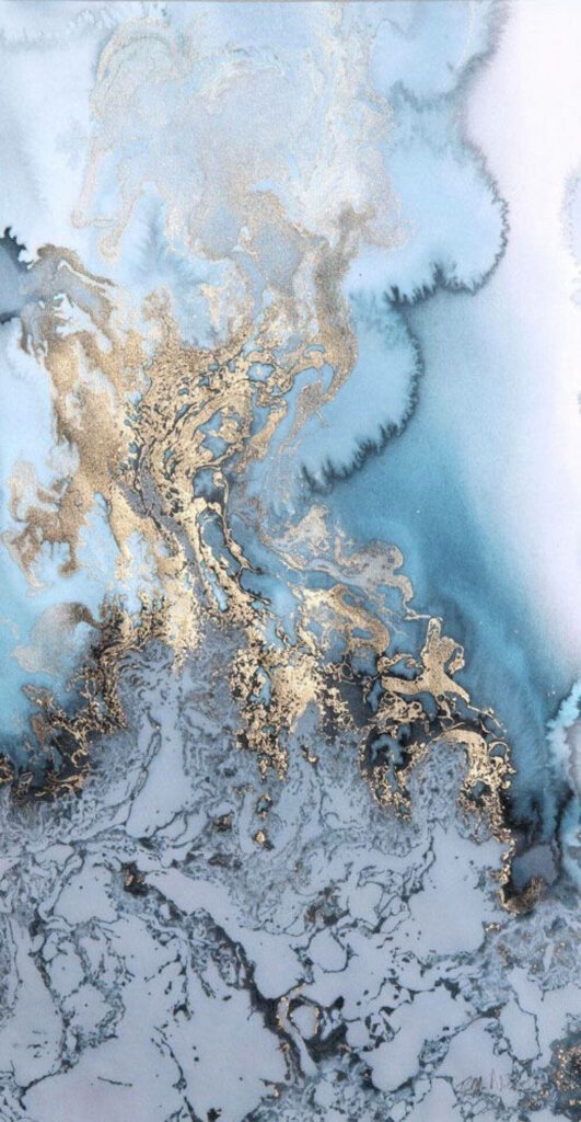 Luxurious Gold & Blue Marble Swirl Wallpaper for iPhone Background