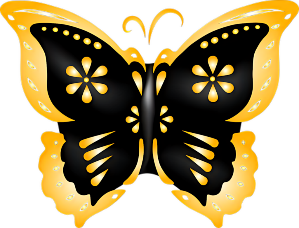 Elegant Butterfly Wallpaper: Black & Gold Floral Design