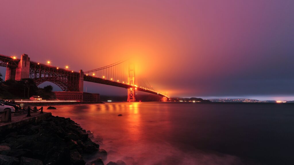 Golden Gate Bridge at Night: Stunning Wallpaper Background