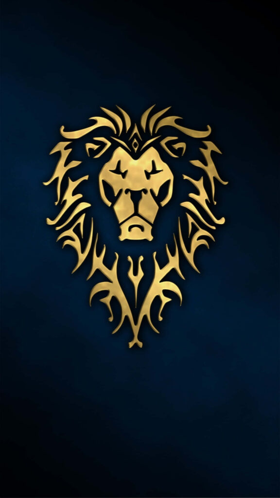 Majestic Golden Lion Wallpaper: Elegant Design on Dark Background
