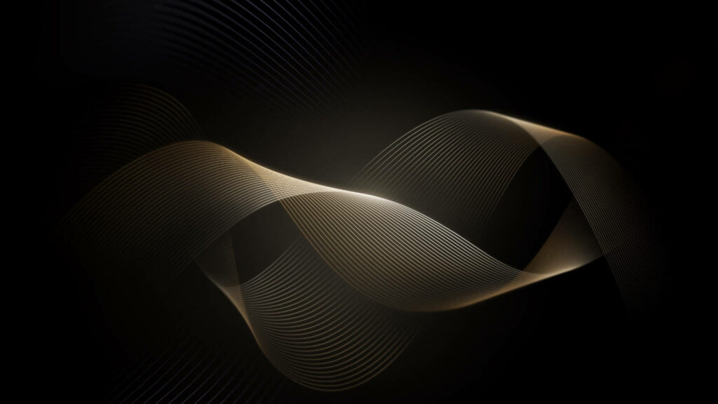 Elegant Golden Wave Wallpaper for Tablet Against Dark Background