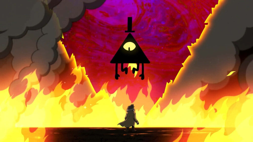 Stunning Gravity Falls Wallpaper: Dramatic Flames & Mysterious Triangle