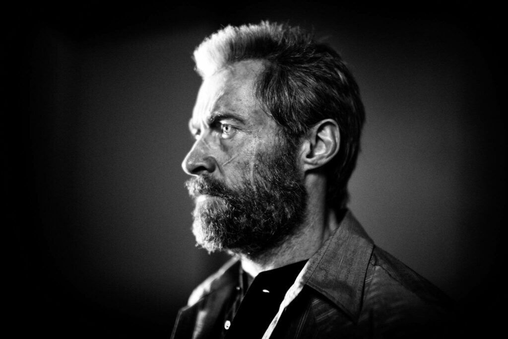 Intense Grayscale Wallpaper of Hugh Jackman - Striking Side Profile