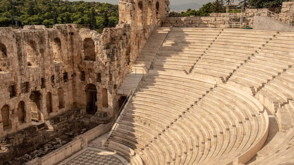 Ancient Greek Amphitheater Wallpaper: Stunning Stone Architecture