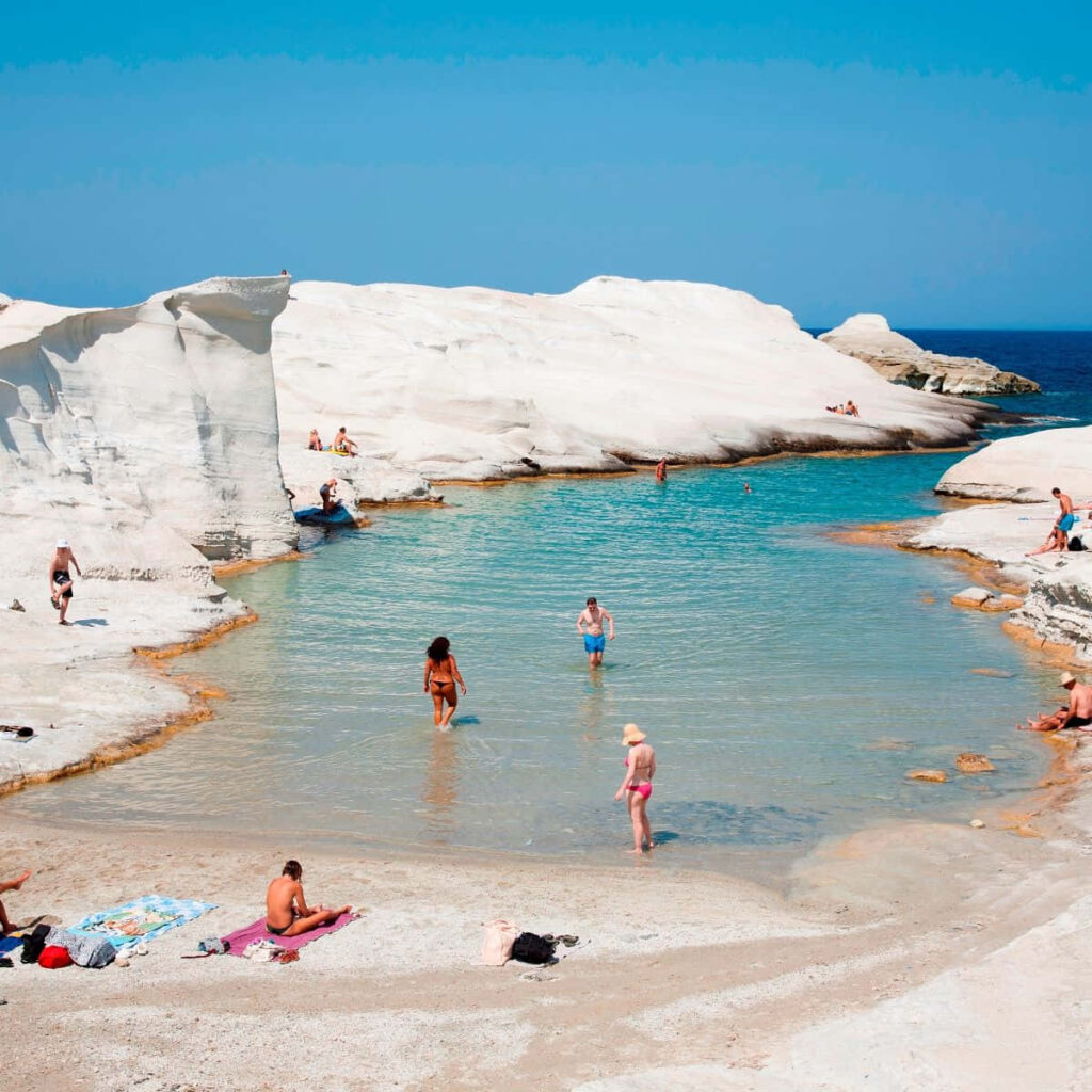 Stunning Greek Beach Wallpaper: Crystal Clear Lagoon & White Rocks