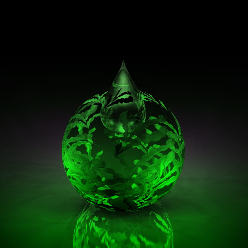Elegant Green 3D Sphere Wallpaper with Intricate Leafy Patterns