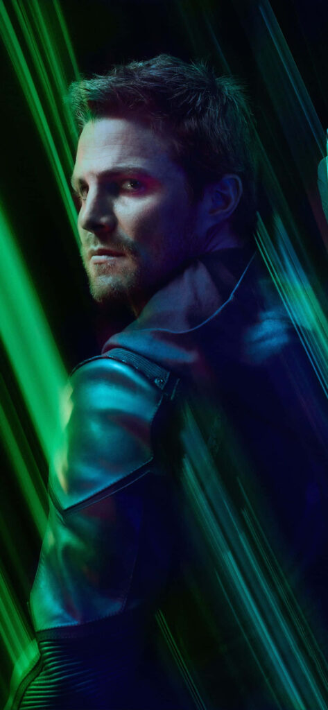 Green Arrow Wallpaper: Iconic Hero with Dynamic Green Glow