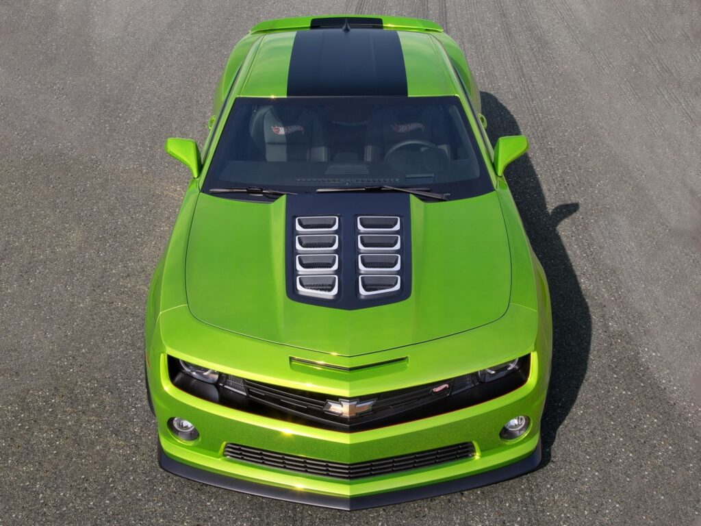 Stunning Green Chevrolet Camaro - Top View Wallpaper