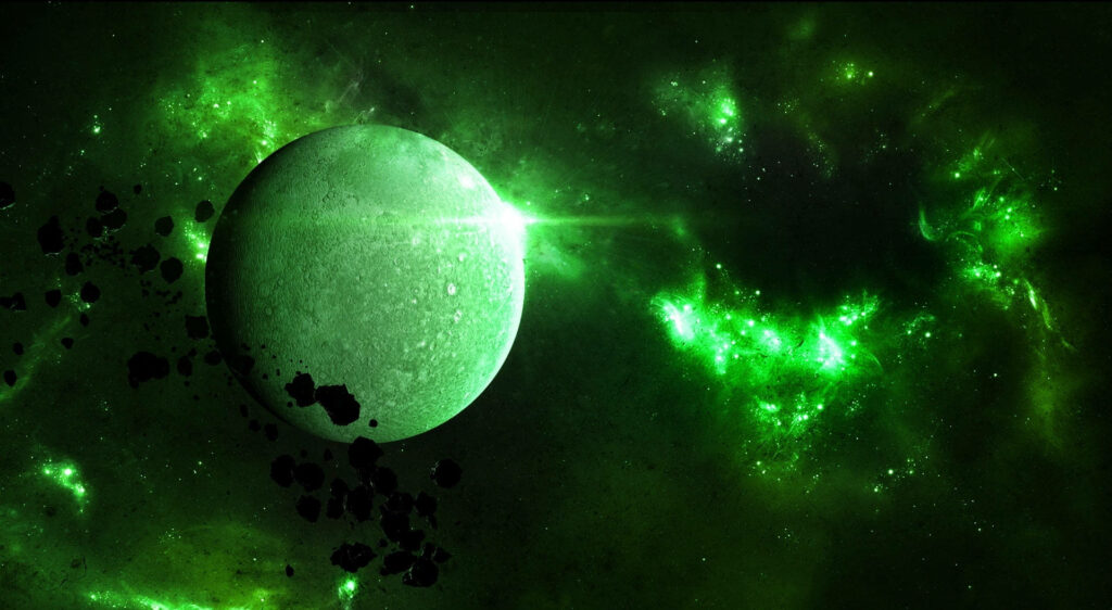 Stunning Green Mercury Wallpaper: Cosmic Elements & Asteroids