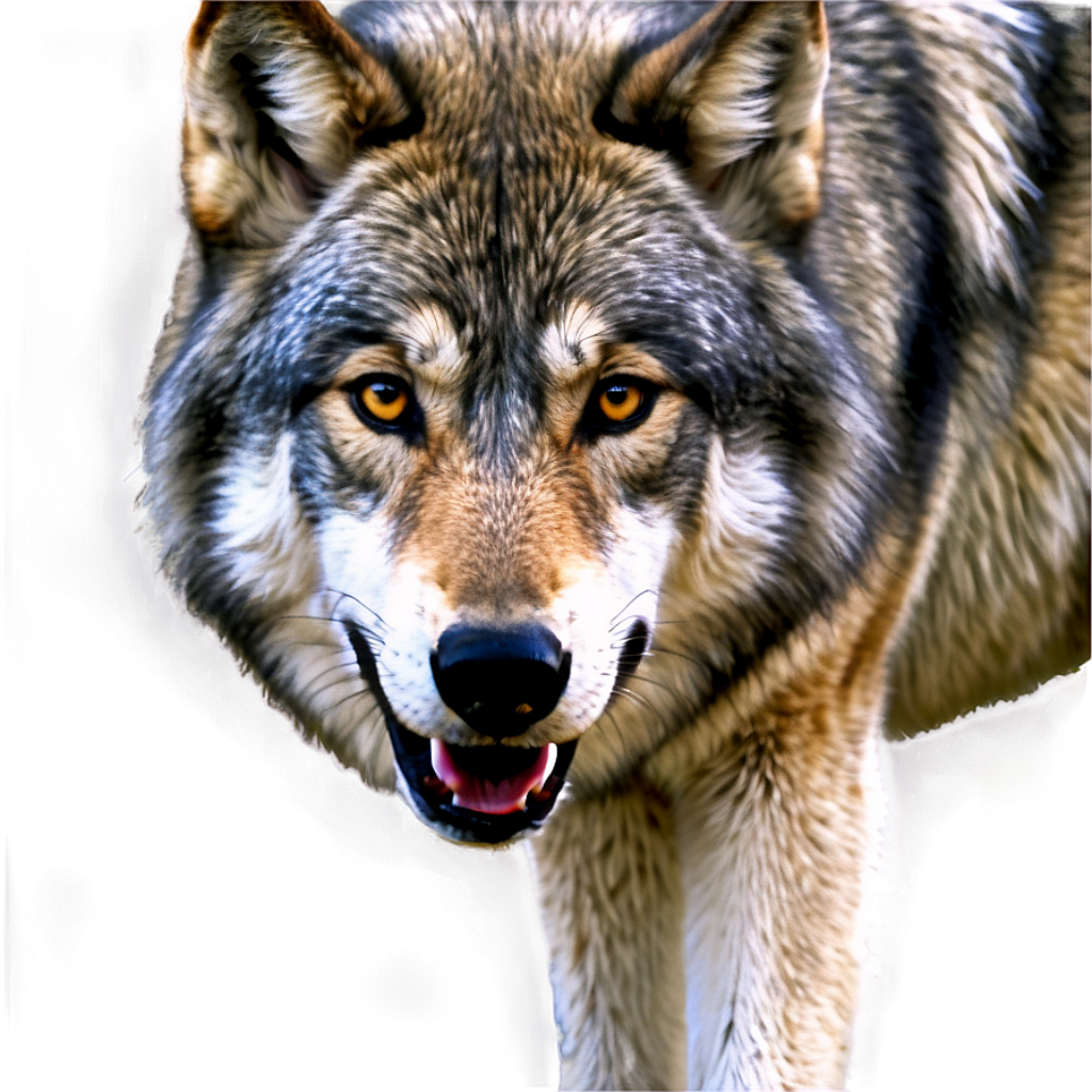 Realistic Grey Wolf Wallpaper: Intense Eyes & Detailed Fur