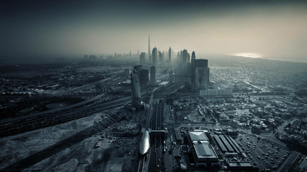 Stunning Greyscale UAE Urban Wallpaper - Panoramic Architectural Beauty