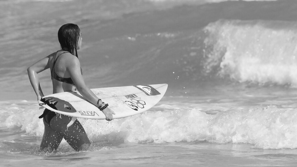 Greyscale Surfer Wallpaper: Embrace the Waves in Monochrome