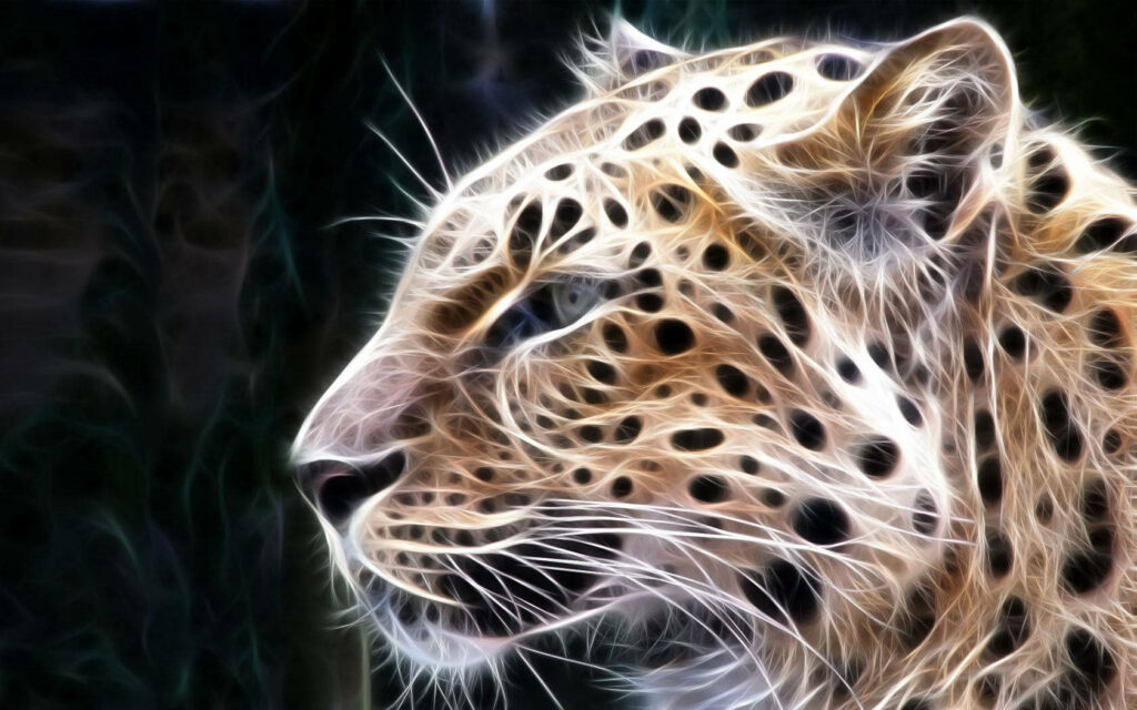 Glowing Leopard Graphic Art Wallpaper – Intricate HD Design