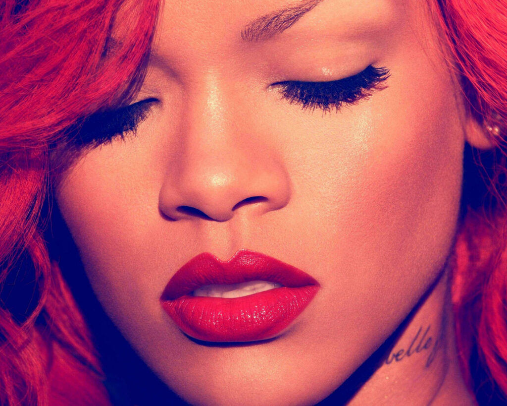 Stunning HD Wallpaper of Rihanna with Red Hair & Bold Lips - Loud Era