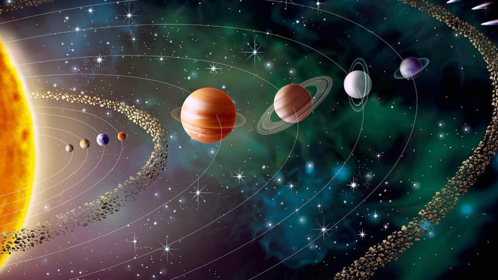 Exploring the Cosmic Marvels: Mesmerizing HD Digital Wallpaper Showcasing Our Solar System's Celestial Wonders
