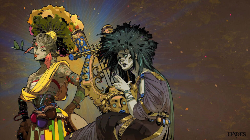 Hades Wallpaper: Stunning Demeter & Nyx Artwork with Cosmic Background