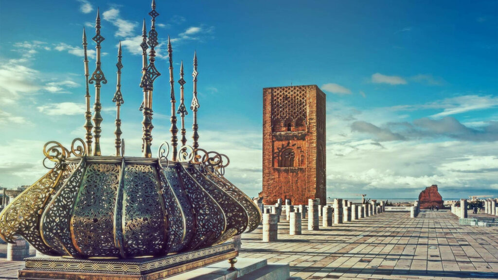Intricate Hassan Tower Wallpaper: Stunning Moroccan Architecture