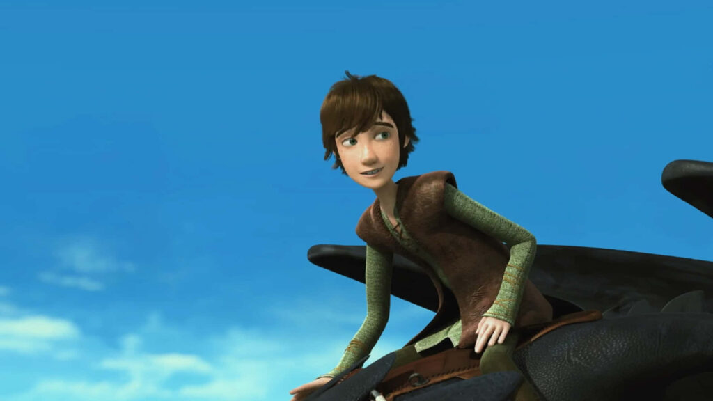 Stunning Wallpaper: Hiccup & Toothless in Vibrant Blue Sky