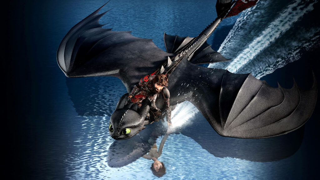 Stunning Hiccup & Toothless Wallpaper: Dragons Soaring Over the Sea