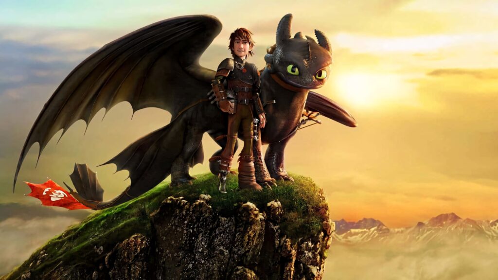 Stunning How To Train Your Dragon Wallpaper: Hiccup & Toothless at Sunset