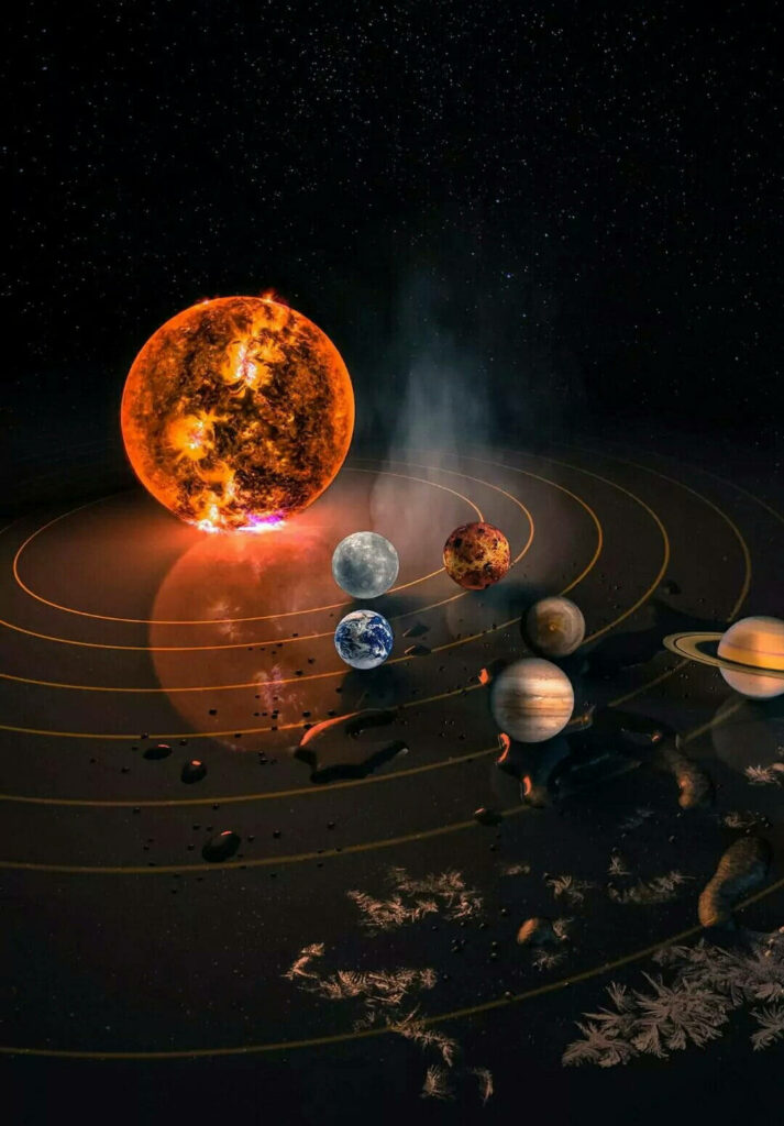 Stunning Solar System HD Wallpaper: Sun & Planets in Vibrant Detail