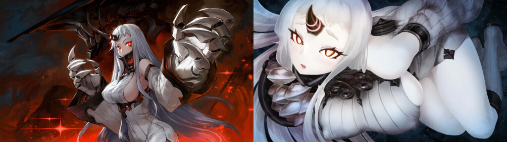 High-Res Anime Wallpaper: White-Haired Character with Armored Claws