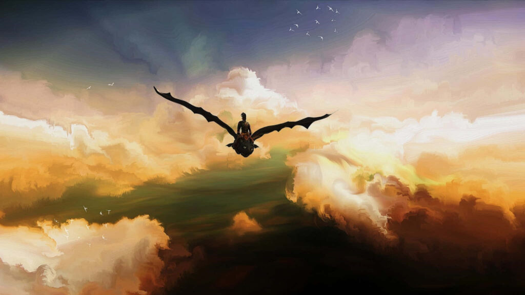 Vibrant How To Train Your Dragon Wallpaper: Aesthetic Painting Scene