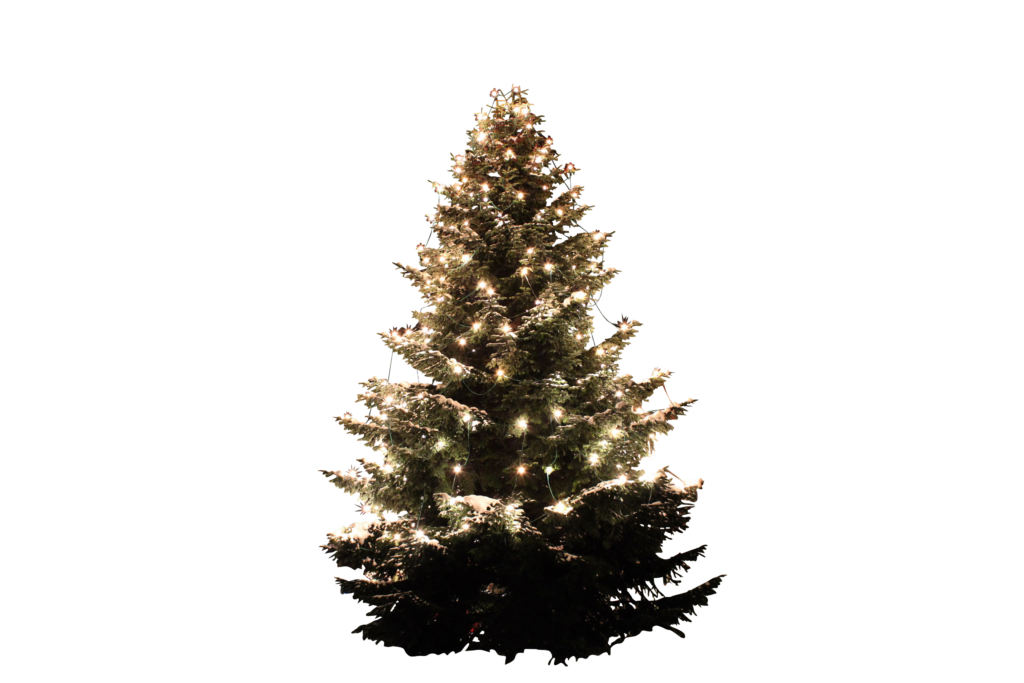 Sparkling Christmas Tree Shines Brightly Against Black Background Wallpaper