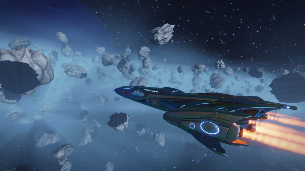 Imperial Cutter Spaceship Wallpaper: Asteroid Field & Distant Planet