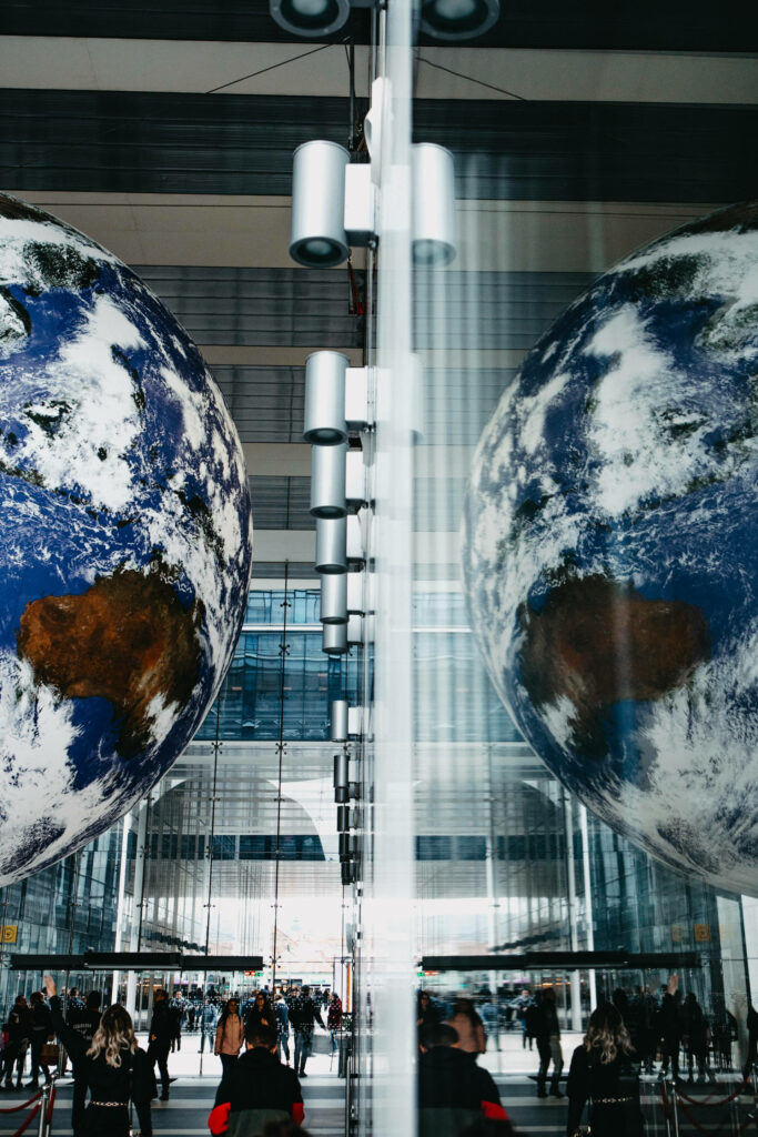 Stunning Indoor Earth Globe Art Installation - Mesmerizing Wallpaper