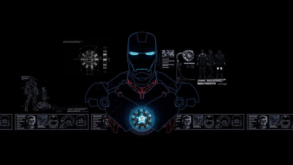 Iron Man Wallpaper: Advanced Tech & Arc Reactor Schematics Background