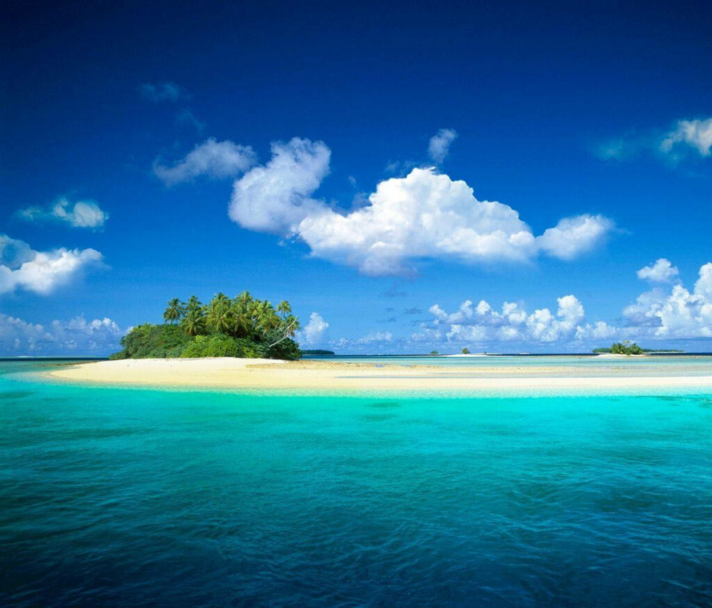 Serene Island Wallpaper: Tranquil Tropical Paradise Background
