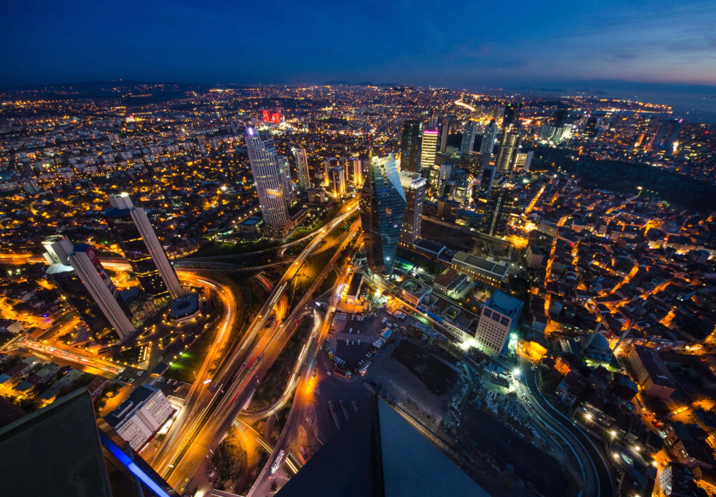 Stunning Aerial View of Istanbul: Vibrant Skyline Wallpaper