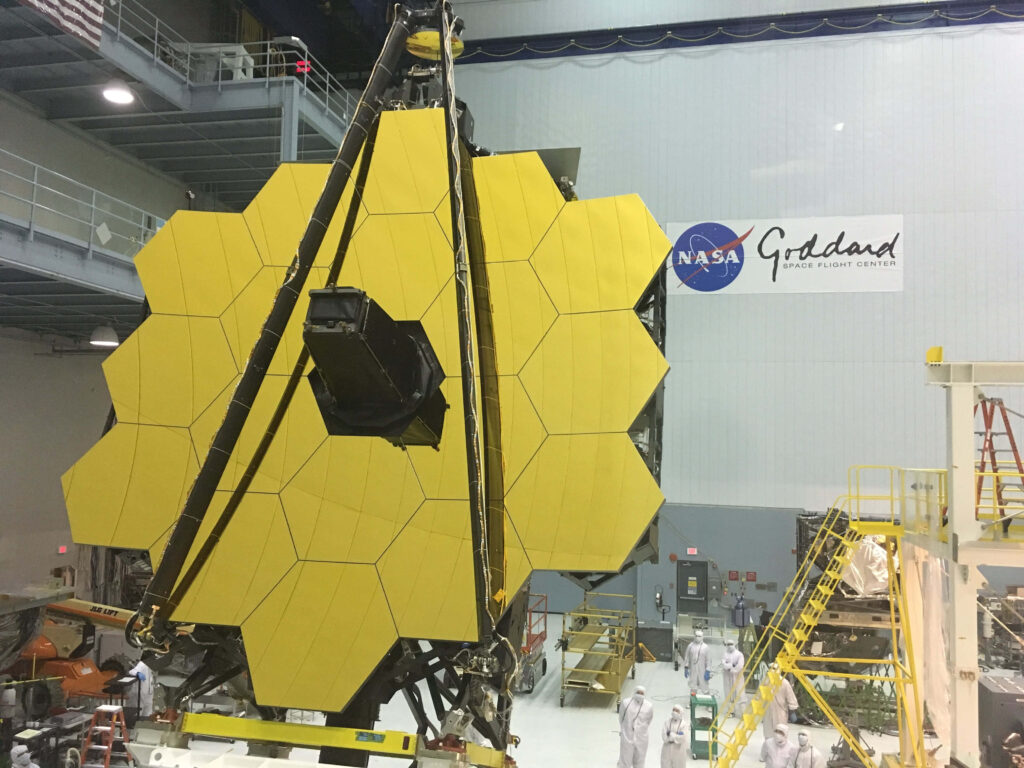 James Webb Telescope Assembly: Stunning Gold Hexagonal Mirrors Wallpaper