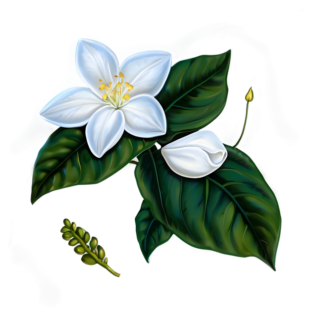 Stunning Jasmine Flower Illustration on Transparent Background Wallpaper