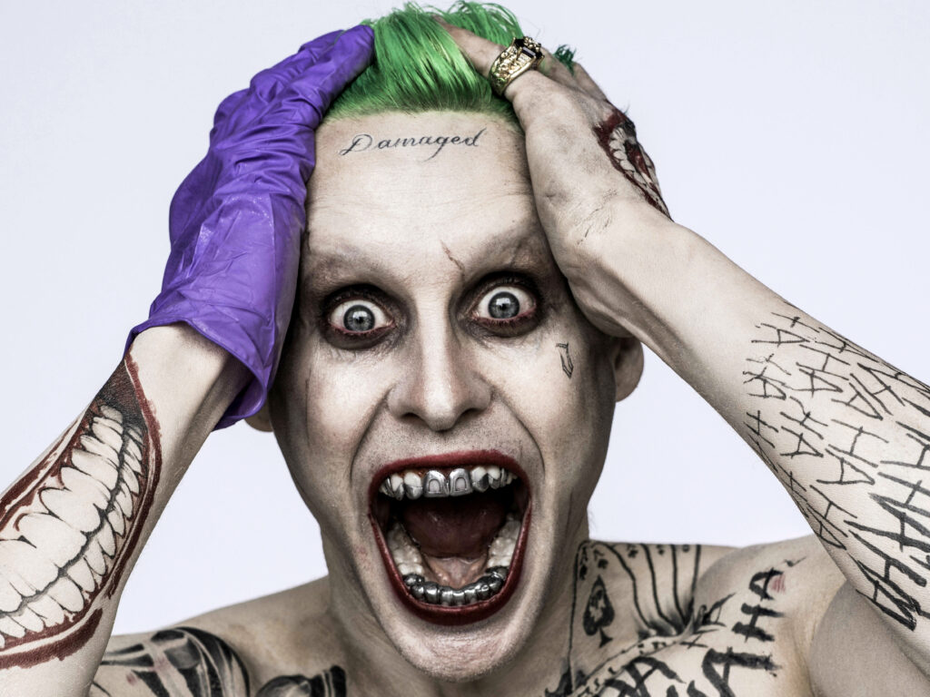 Suicide Squad Joker Wallpaper: Manic Expression & Iconic Tattoos