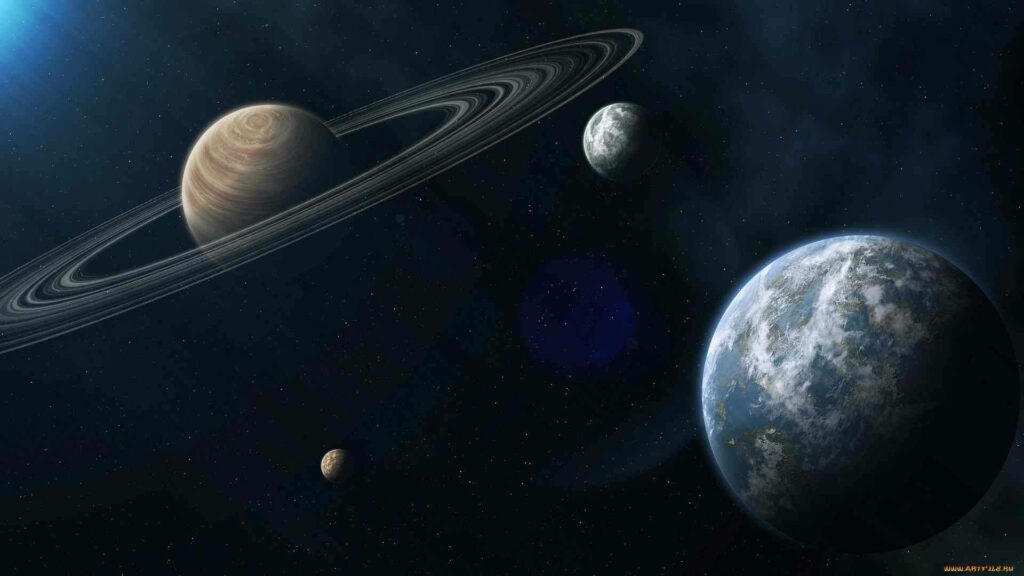 Stunning Space-Themed Wallpaper: Jupiter, Earth & Celestial Beauty