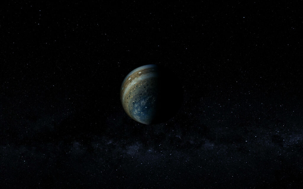 Stunning Jupiter Wallpaper: Detailed Planet View & Starry Background