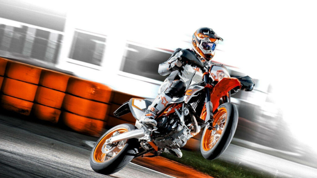 KTM Duke 12 in Action: Stunning Motorcycle Wallpaper Background
