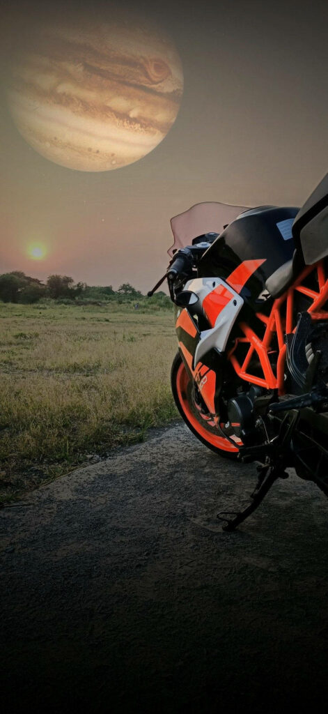 Stunning KTM Motorcycle Wallpaper: Nature Meets Cosmic Wonder