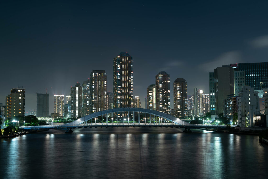 Stunning Kachidoki Bridge Night View Wallpaper - Tokyo Cityscape