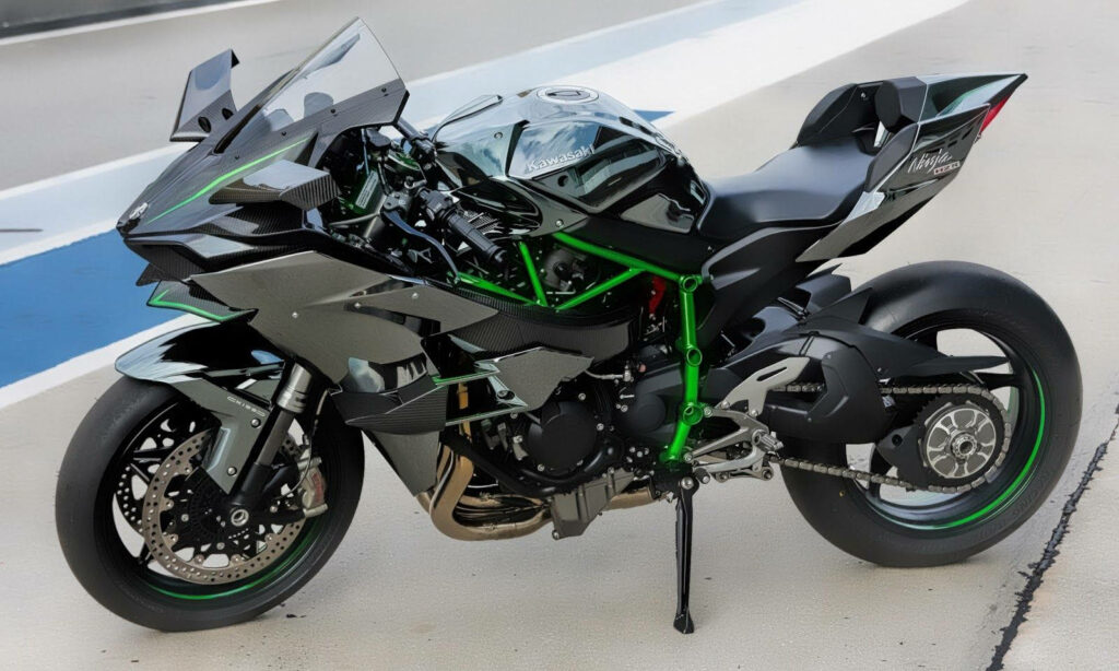Futuristic Kawasaki H2R Wallpaper: Sleek Design & Aerodynamic Grace