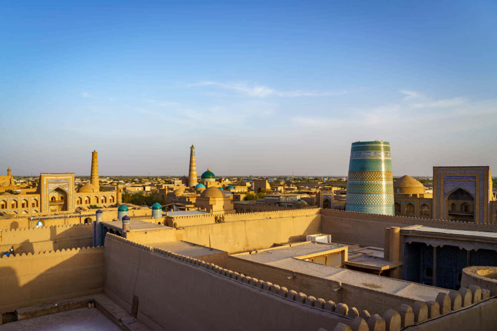 Stunning Khiva Uzbekistan Wallpaper: Historic Architecture & Turquoise Domes