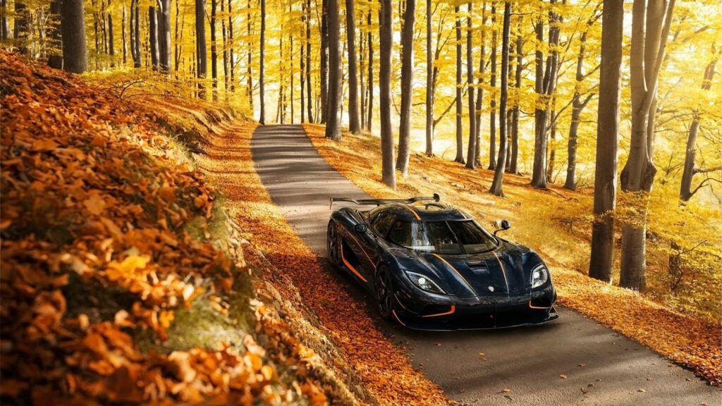 Koenigsegg Agera RS Side View in Stunning Autumn Landscape Wallpaper