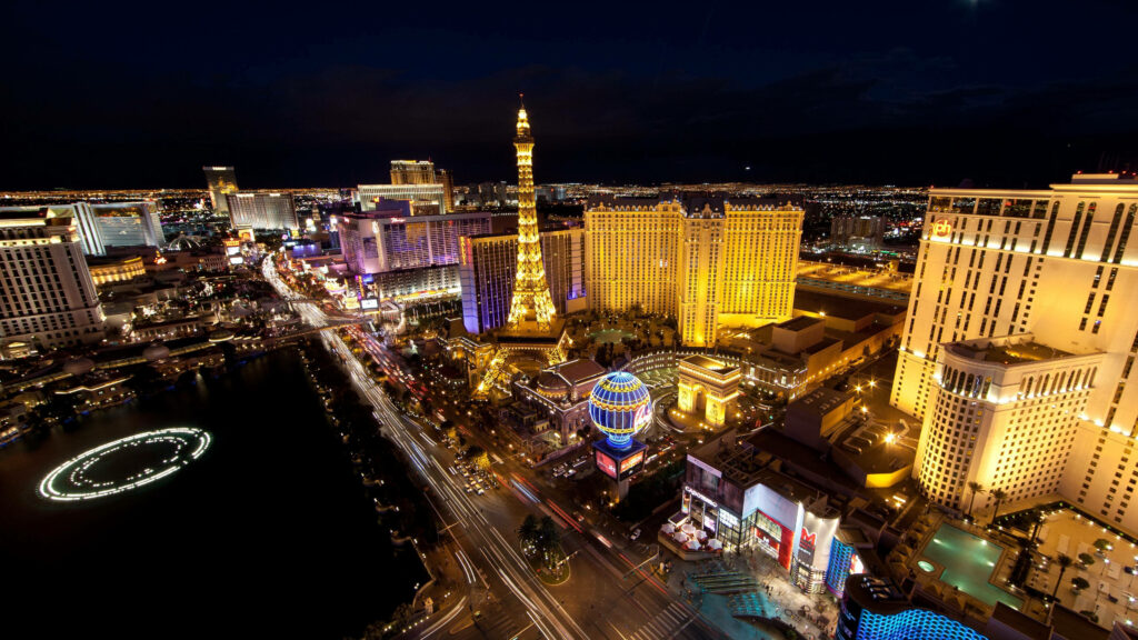 Stunning Las Vegas Night View: Iconic Cityscape Wallpaper Background